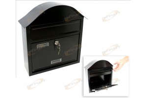 Wall Mount Black Mail Box w/ Retrieval Door & 2 Keys Made Of Steel